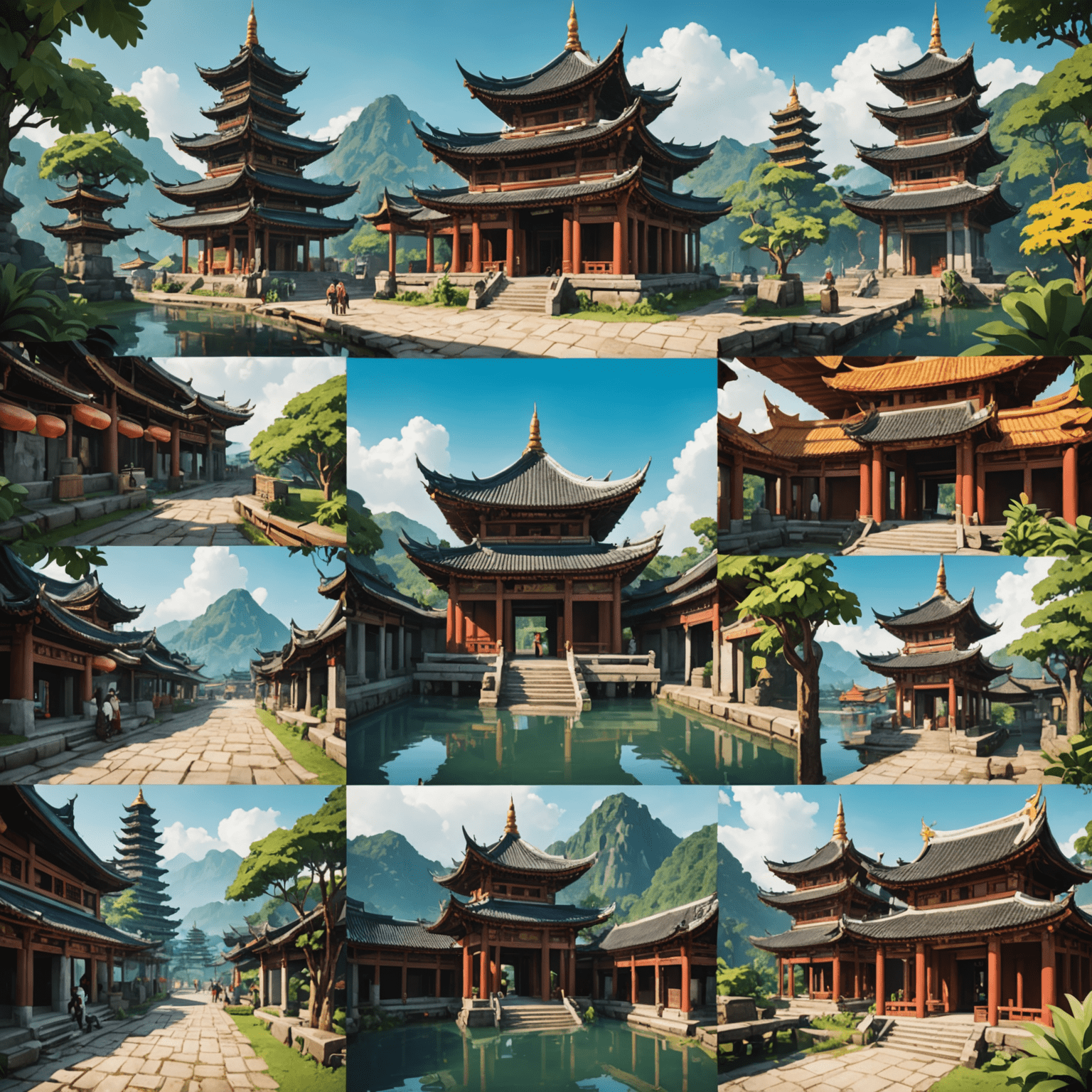 A collage of Malaysian mobile game screenshots showcasing traditional art styles, cultural symbols, and local landmarks